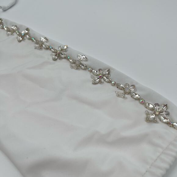 Oceanus | NEW White Aaliyah Crystal Trim Bandeau Top Mini Skirt Set S - Picture 10 of 13